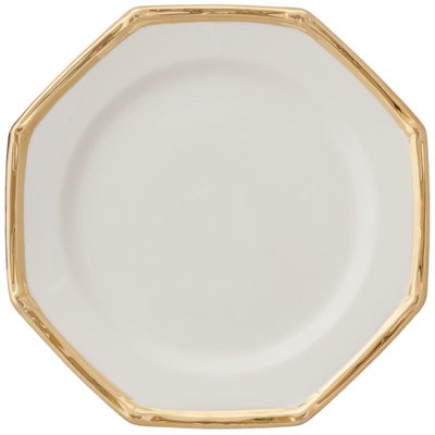 Weie Teller mit goldenem Bambus von Este Ceramiche, 6er Set bei Pamono  kaufen