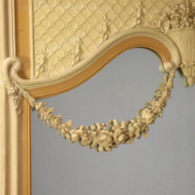 Italian neoclassic style white and gray bow pediment wall mirror 1