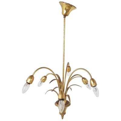 Brass Pineapple Chandelier, 1970s for sale at Pamono
