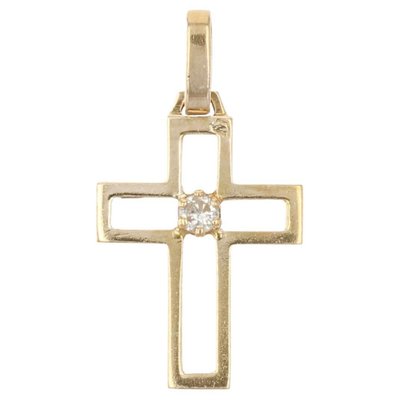 18 Karat Yellow Gold Cross Pendant 