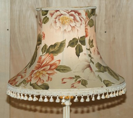 Painted Floor Lamp with Vintage Floral Shade
