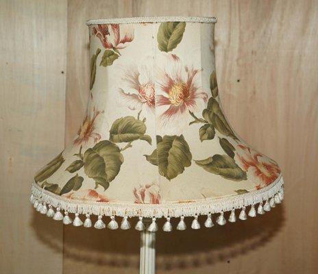 Painted Floor Lamp with Vintage Floral Shade for sale at Pamono