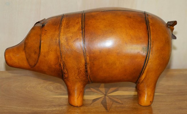 Liberty London Omersa Style Brown Leather Pig Footstool for sale