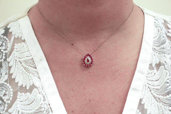 Rose Gold Necklace with Drop Pendant of 