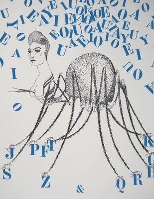 Félix Labisse, The Tarantula of Letters, 1974, Original Lithograph