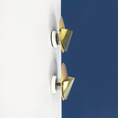 Mid-Century Italian Gold Giovi Wall Lamps by Achille Castiglioni for Flos,  1980s, Set of 2 for sale at Pamono