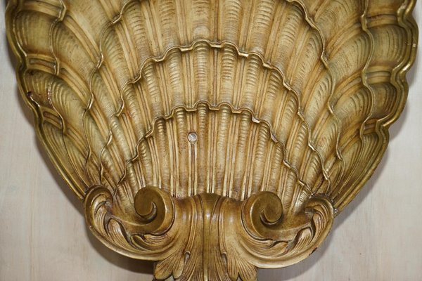 Mid-Century Gilt Plaster Sea Clamp Shell Console Table, 1960s for