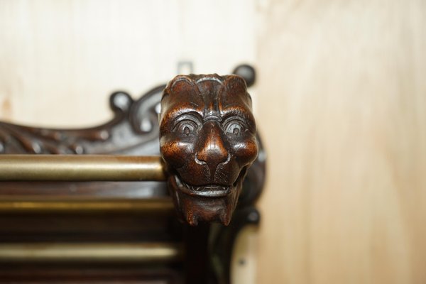 Antique Dutch Oak Fine Carved Wall Rack with Hanger Cherub Hooks