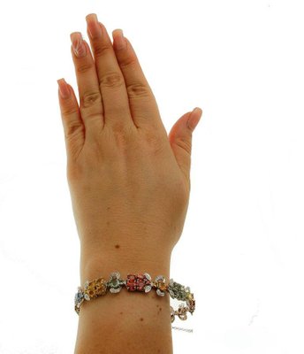 14 Karat White Gold Link Bracelet with 