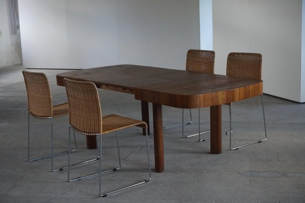 Art Deco Rectangular Dining Table with Hidden Butterfly Leaves