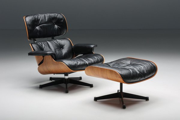 670 Sessel und 671 Fußhocker von Charles & Ray Eames für Herman Miller  1957, 2er Set bei Pamono kaufen