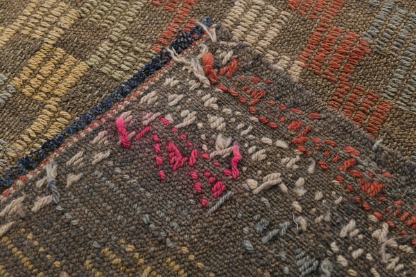 Tapis Kilim Contemporain En Laine Tissé à La Main à Plat De Style Marocain Noir Et Blanc