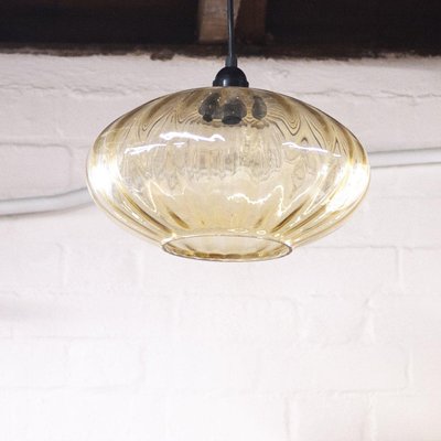 Vintage Yellow Tinted Onion Shaped Glass Pendant Lamp 1970s For Sale At Pamono