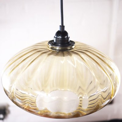 Vintage Yellow Tinted Onion Shaped Glass Pendant Lamp 1970s For Sale At Pamono