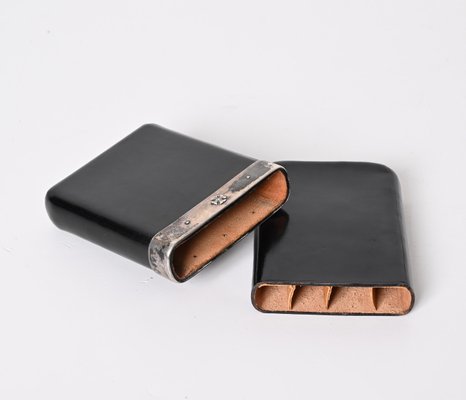 Zigarrenetui Aus Pflanzlich Gegerbtem Leder – Made In Italy, Für 1-4 Zigarren, Dunkelbraun Glänzend, 10,5x8,5 Cm