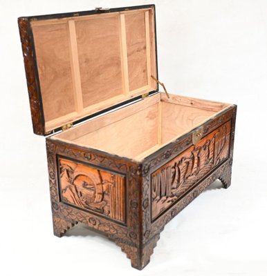 Antique Chinese Carved Camphor Wood Chest