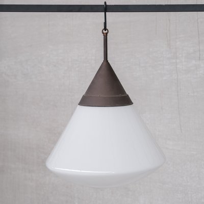 Mid-Century Conical Opaline Pendant 