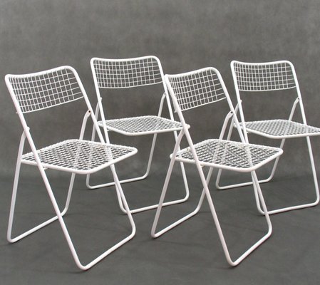 Ted Net Metal Folding Chairs by Niels Gammelgaard for Ikea Set of 4