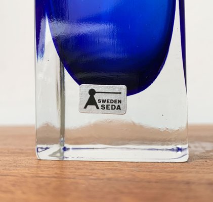 Mid-Century Swedish Glass Block Vase from Aseda Sweden