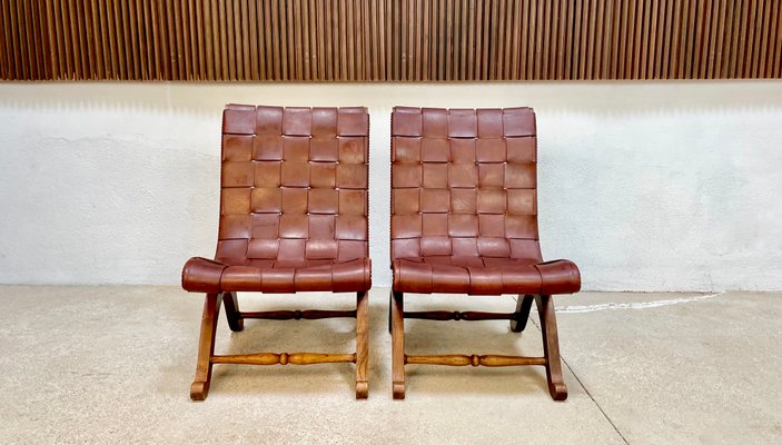 Woven leather strap chair deals