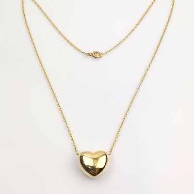 18K Yellow Gold Necklace with Heart 