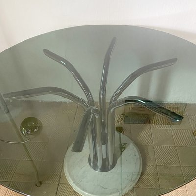 Glass dining table sale with marble base