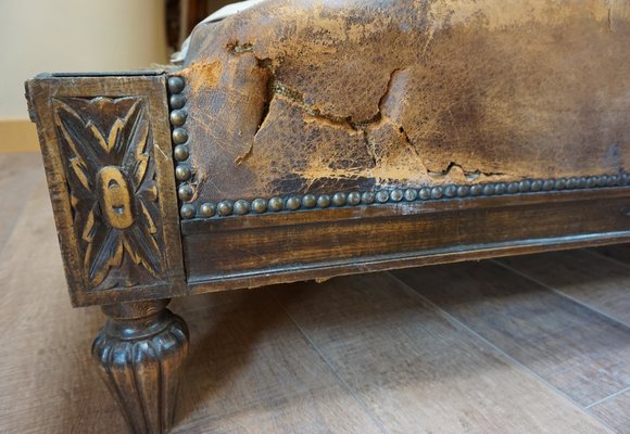 French Distressed Leather Adjustable Loveseat or Daybed, 1900s for sale at  Pamono