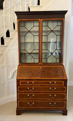 Antique George III Mahogany Inlaid Bureau Bookcase for sale at Pamono