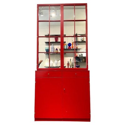 Red glass cheap cabinet