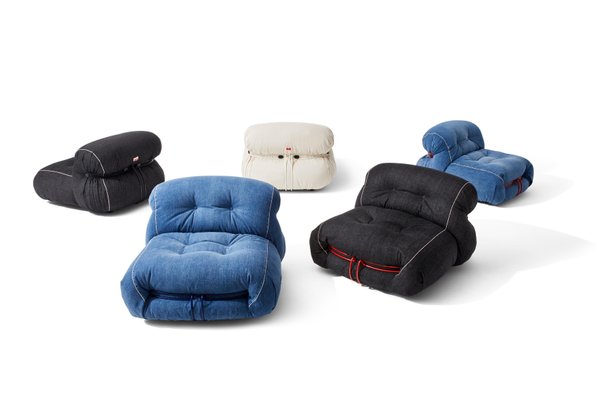 Limited Edition Soriana Denim Armchair by Afra Tobia Scarpa for
