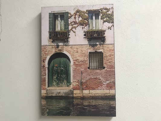 Wall Art with Metal Balconies and Bars on Walnut Board
