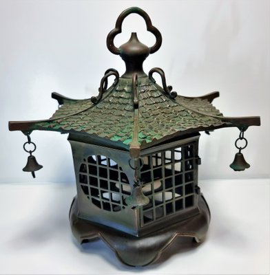 Große chinesische Laternenlampe aus Bronze, 1930er
