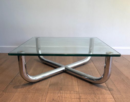 Glas und Chrom Couchtisch bei Pamono kaufen