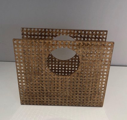 Handbag Magazine Rack in Acrylic Glass Encrusted Caning in the style of Christian Dior for sale at Pamono