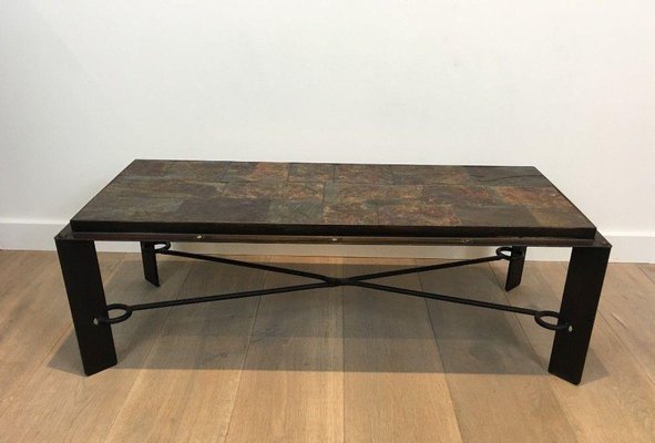 Stone and wrought iron on sale coffee table