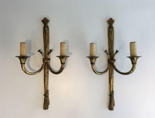 Lot De 2 Appliques Murales Bronze / Doré - Style Vintage, Fixation Murale - Occasion