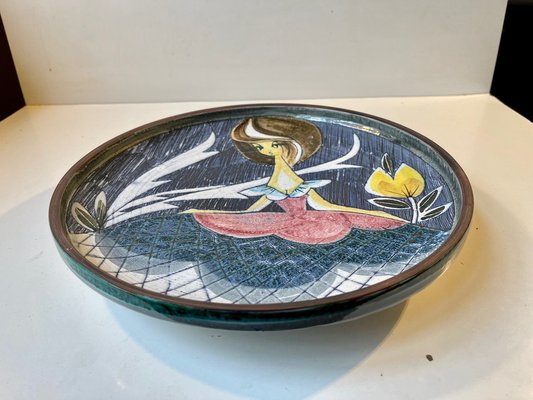 Art Pottery Sgrafitto Wall Plaque by Tilgmans, Sweden, 1950s