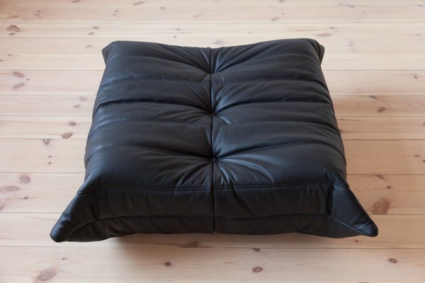 Black Leather Togo Living Room Set by Michel Ducaroy for Ligne