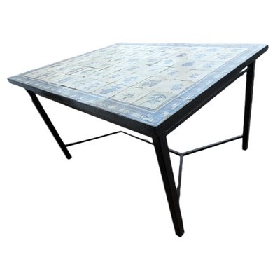 Wrought iron table cheap with tile top