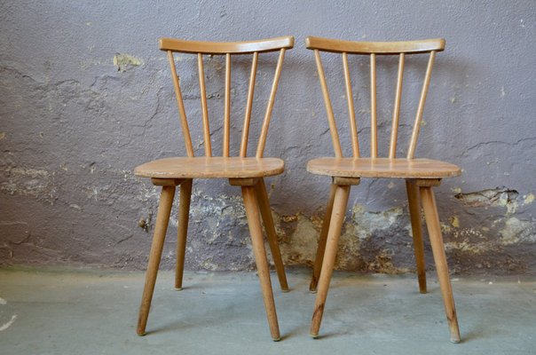 Scandinavian Wooden Dining Chairs 1950s Set of 2 for sale at Pamono