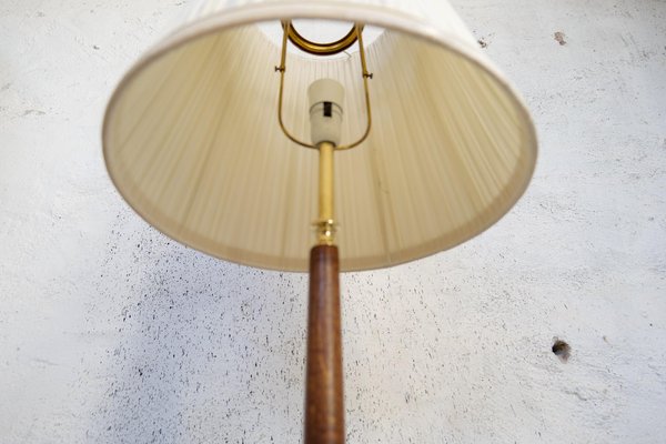 Mid-Century Brass & Polished Wood Floor Lamp from Böhlmarks, Sweden, 1940s  for sale at Pamono