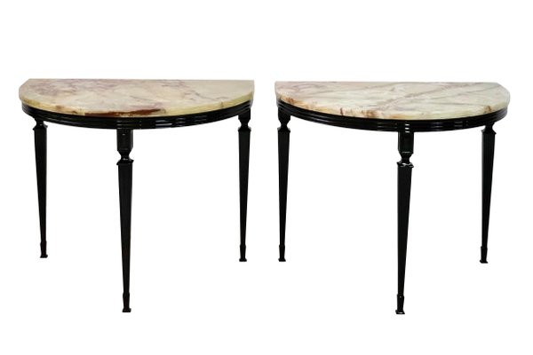 Marble half moon sale table