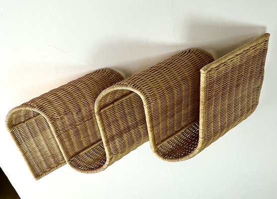 Porte courrier rotin et métal style rétro