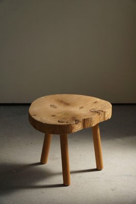 Mid-Century Swedish Tripod Stool in Solid Pine Wood, 1960s for