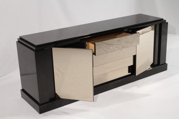 Black Lacquered Sideboard By Paul Michel For Roche Bobois 1980s For Sale At Pamono