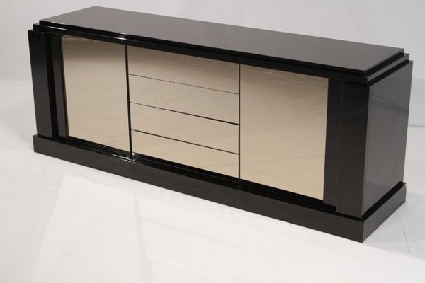 Black Lacquered Sideboard By Paul Michel For Roche Bobois 1980s For Sale At Pamono