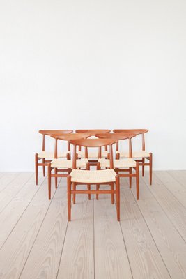 W2 Dining Chairs by Hans J. Wegner for M. C. Madsen, Denmark