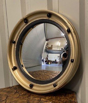 Vintage 20th Century Convex Mirror with Gilt Decoration for sale at Pamono