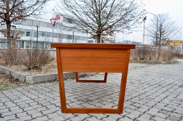 Mid Century Modern Desk in Walnut with Green Leather Top 1960 for