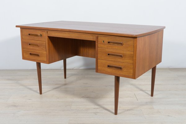 Mid Century Freestanding Teak Desk 1960s